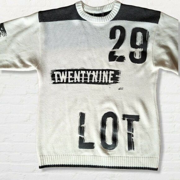Lot 29 Sweater Vintage White with Black Text Men's Size XL - Picture 5 of 12